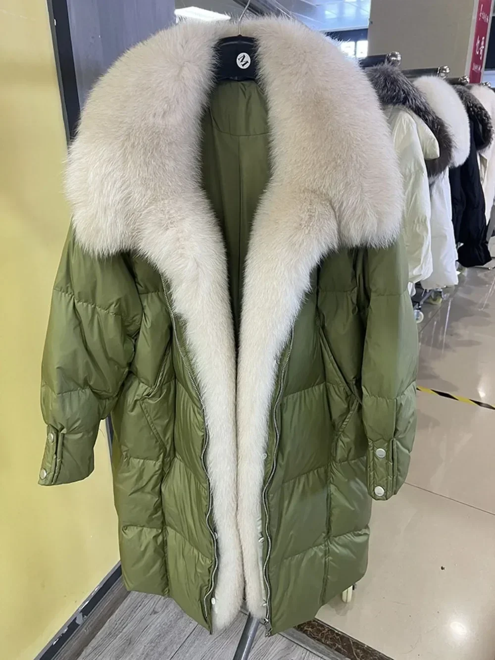 Silver Fox Fur Collar Real White Goose Down Jacket Long Thick Warm Luxury Parka Female Outwear 2024 Real Fur Coat Women Winter