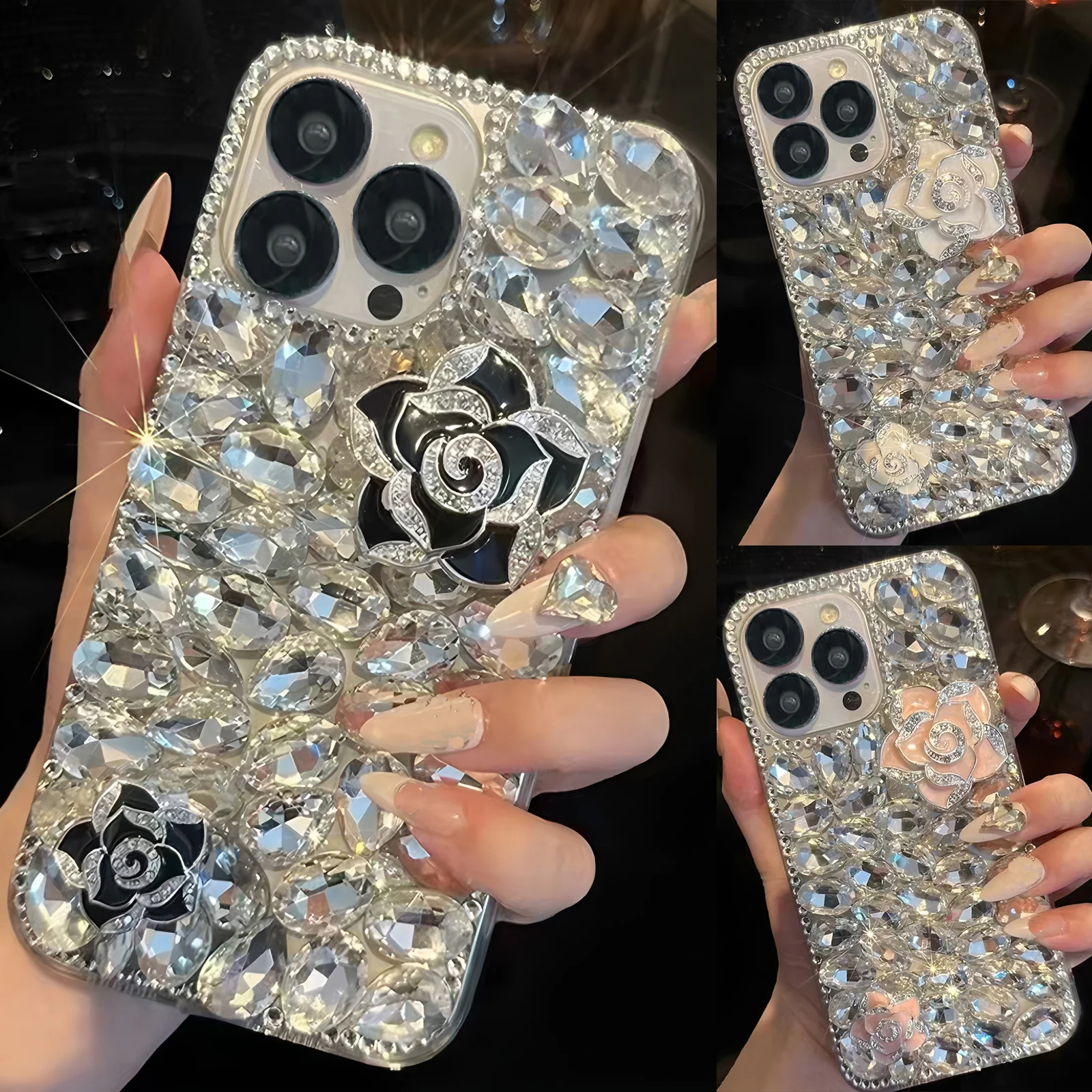 جراب هاتف لهاتف VIVO Y400 Pro Y300 Y200E Y200 Y300 Y300T Y04 Y03 T4 T3X T4X 4G 5G حالات فاخرة ثلاثية الأبعاد حجر الراين بلينغ غطاء مرصع بالجواهر