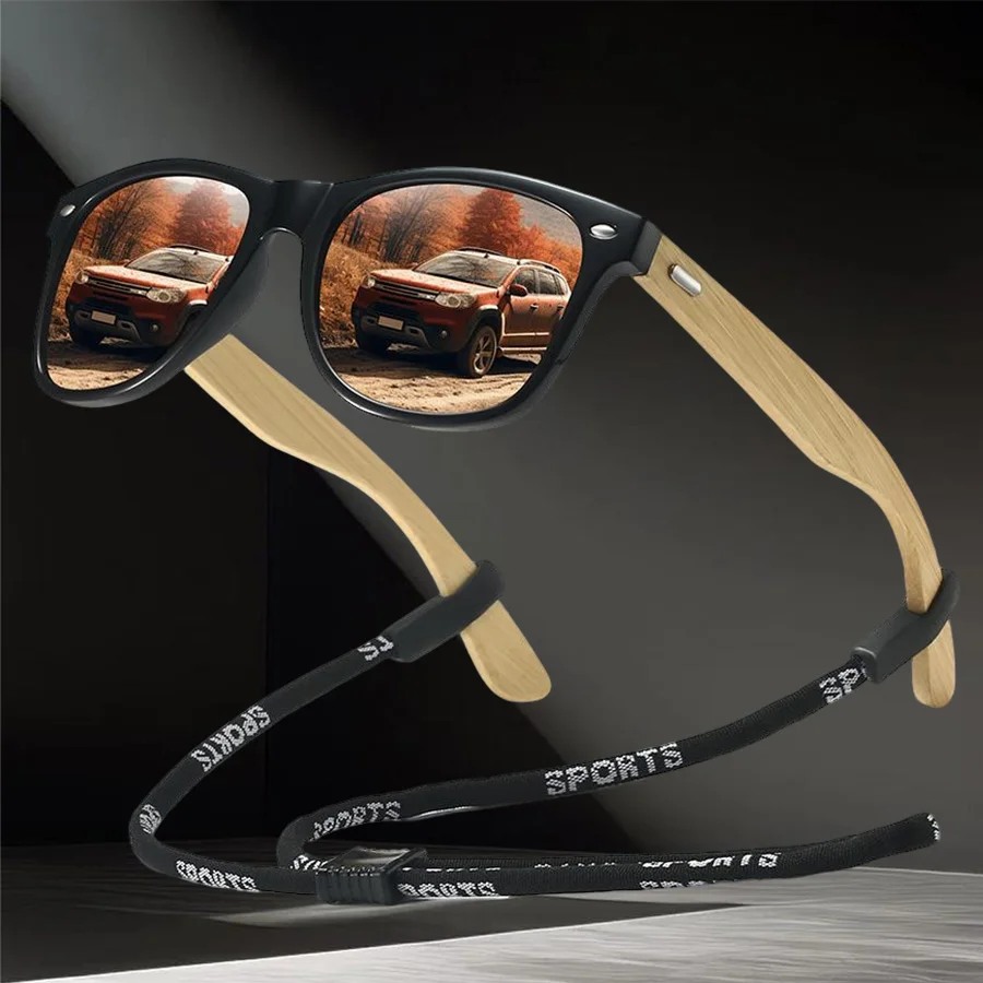 نظارات شمسية كلاسيكية UV400 للرجال والنساء نظارات خارجية عصرية مع سلسلة لقيادة الصيد والسفر والجري