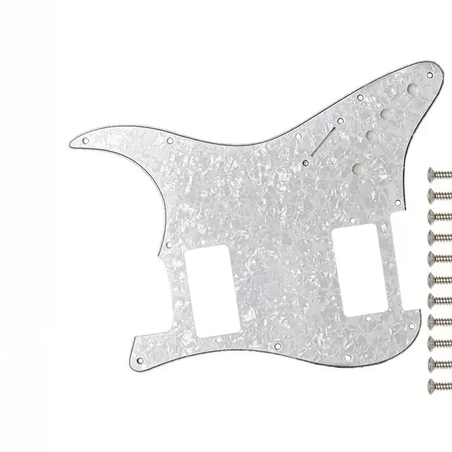 3 Ply 11 Hole HH Guitar Pickguard White Pearl Shell with Two 6mm Coil Split Switch Holes Double Humbucker Scratch