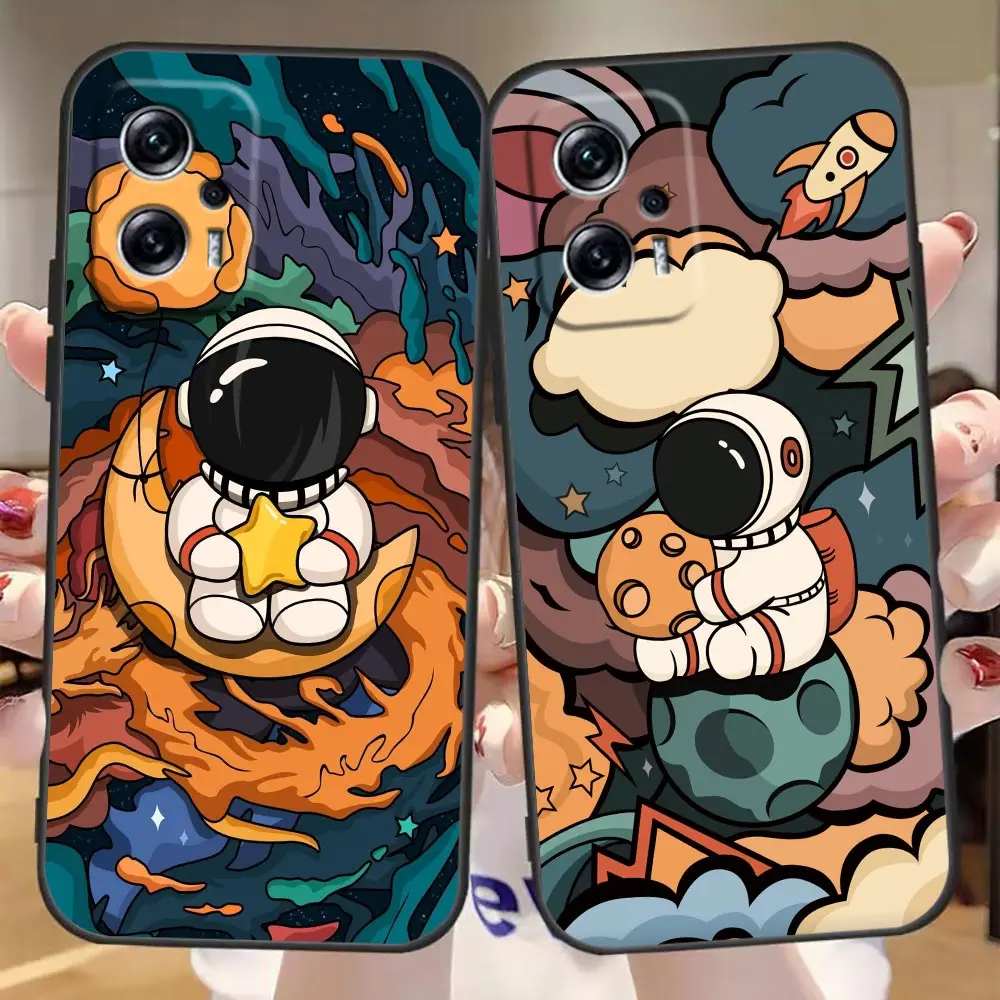 Cartoon Space Astronaut Case For Redmi Note 12 11 10 9T 9S 9 8T 8 7 6 5 5A 4 A1 GO Pro Aprime 5G 4G Case Funda Cqoue Shell Capa