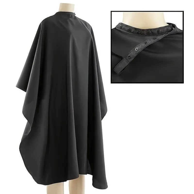 Black Waterproof Haircut Cape: Sleek, Lightweight & Adjustable for Easy Cleanup and Comfort - Suitable for All Hair Types