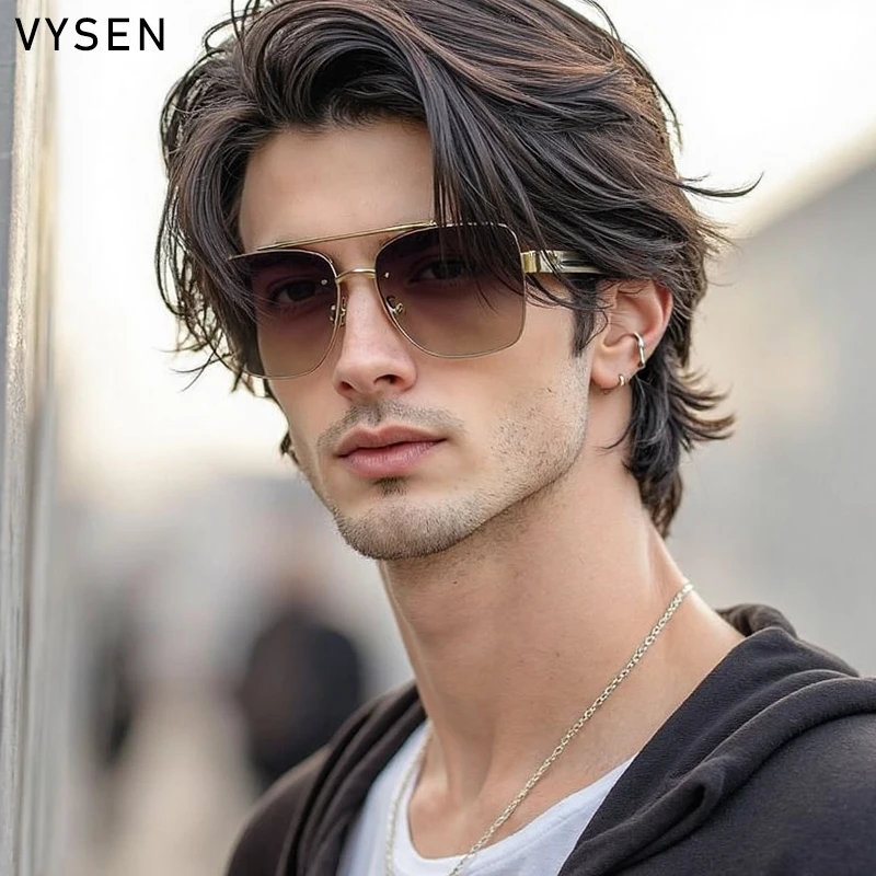 

Oversized Square Vintage Punk Sunglasses Men 2025 Luxury Brand Double Beam Metal Frame Shades Gradient Outdoor Eyewear UV400