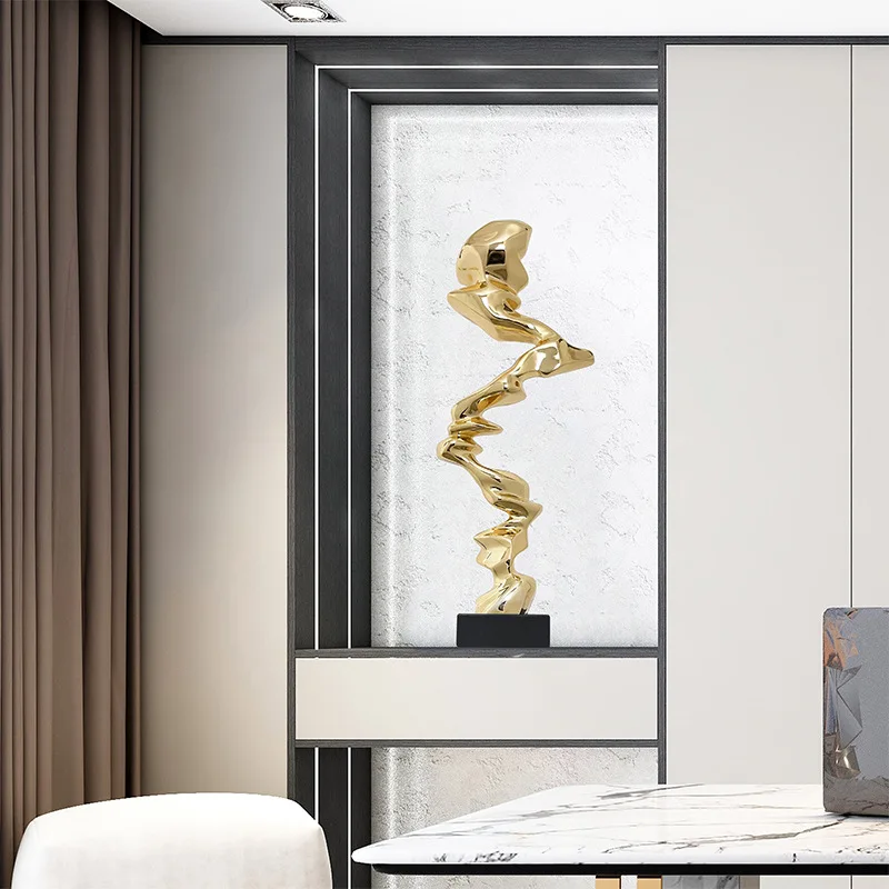 

Modern light luxury creative hotel lobby ornaments clubhouse entrance abstract living room TV cabinet resin sculpture artwork