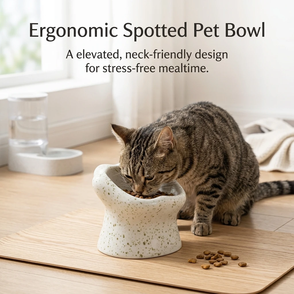 Bol pour animaux de compagnie en céramique, à bouche large, surélevé, protège le cou, favorise la digestion, pour chiens et chats, antidérapant, facile à nettoyer, pour usage domestique