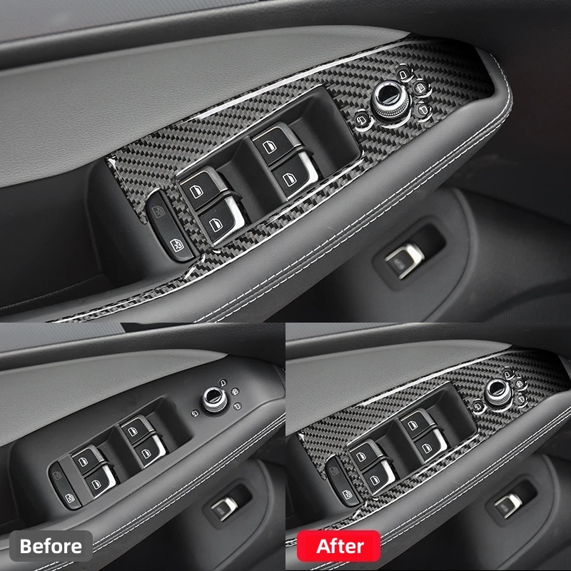 For Audi Q5 2010-2017 Accessories Carbon Fiber Modification Interior Car Windows Control Panel Trim Frame Decor Cover Sticker