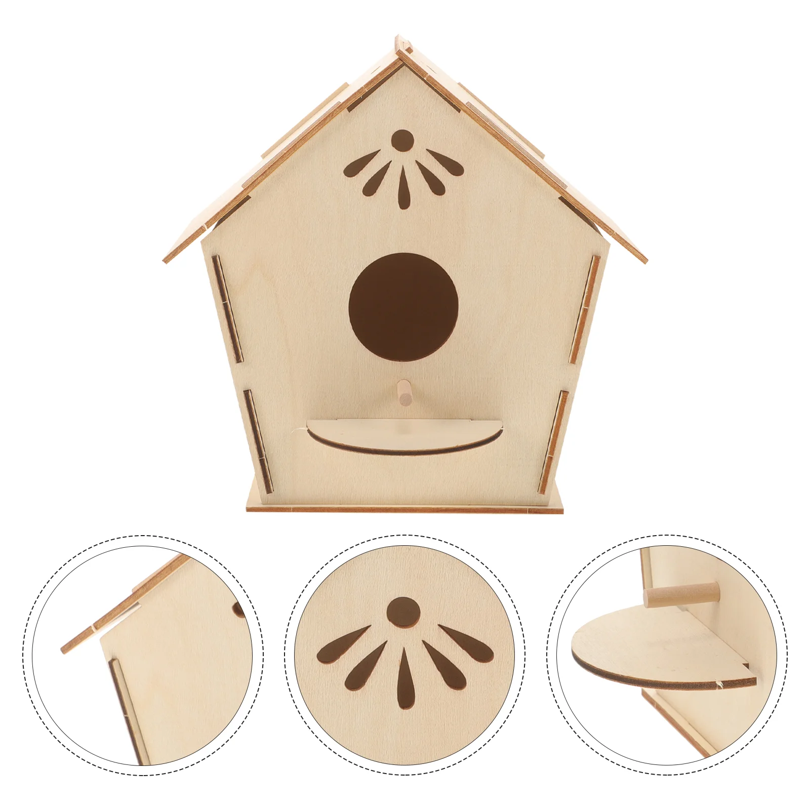 Wooden Bird House Toy Hand Painting DIY Painted Decorative Kid Graffiti Unfinished Kids