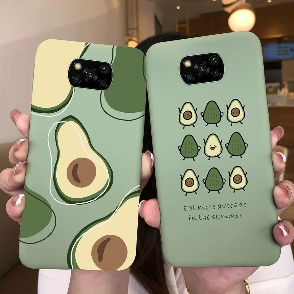 Soft Case For Xiaomi Poco X3 Pro Phone Case Avocado Girl Heart Cute Back Cover For Xiaomi Poco X3 X 3 X3Pro Global Bumper Funda