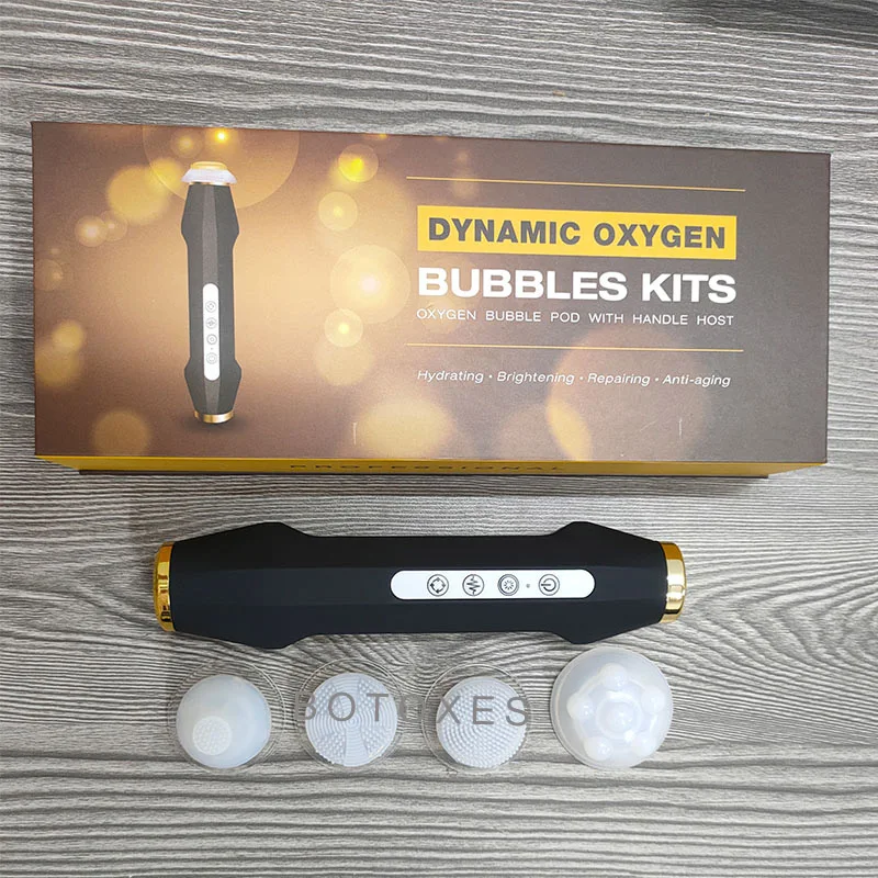 

Newest Oxygen Bubble Pen With 3 Soft Treatment Massage Heads 7 Colors Vibration Facial Massager Machine Skin Care Tool