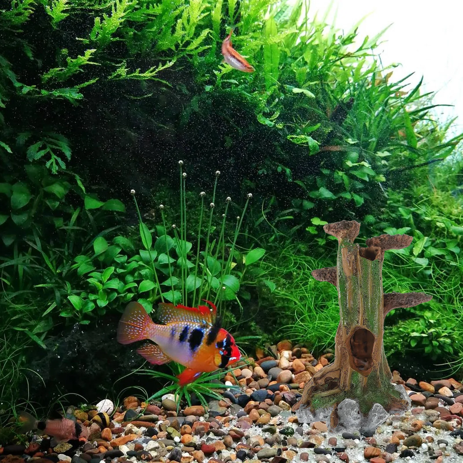 

Fake Moss Tree Aquarium Stump Resin Made Realistic Fish Tank Decor Wear-Resistant Landscape Trunk for Underwater DIY