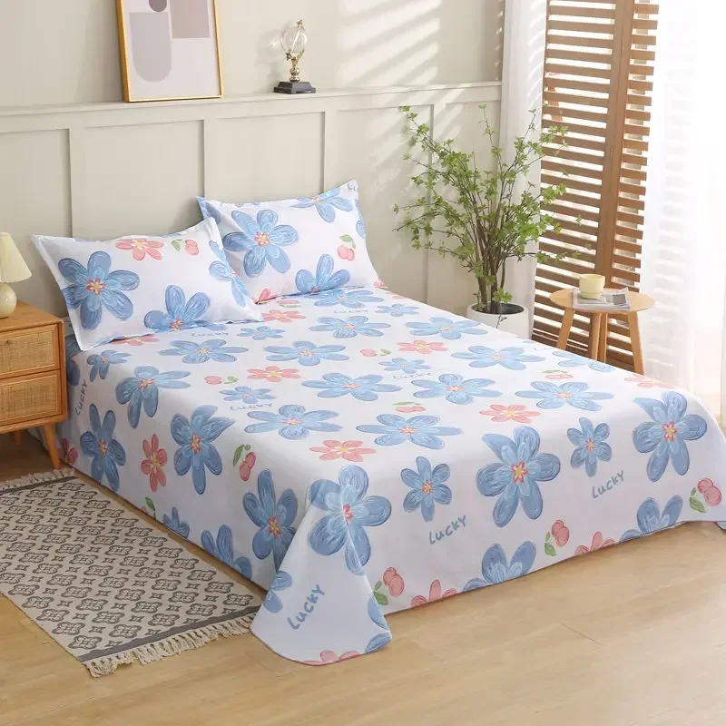 Plus Size Broken Flowers Simplicity Bed Sheet Set Smooth Feel Double People Queen King Bedsheets Set with Pillows Case