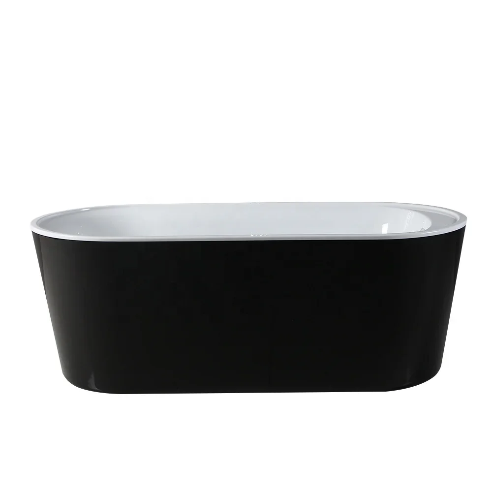 Freestanding Oval Bathtub with Faucet Cupc, Black and White