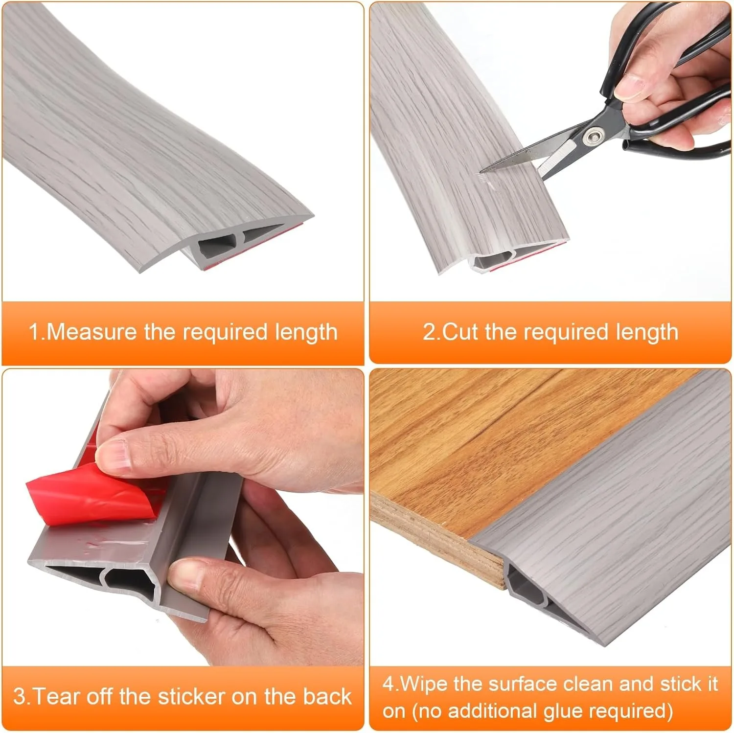 1pc 2m 7cmX1.5cm Wood Grain Floor Transition Strip Self Adhesive Edging Trim Strip Cuttable Carpet To Tile Edging Trim Strip view 3