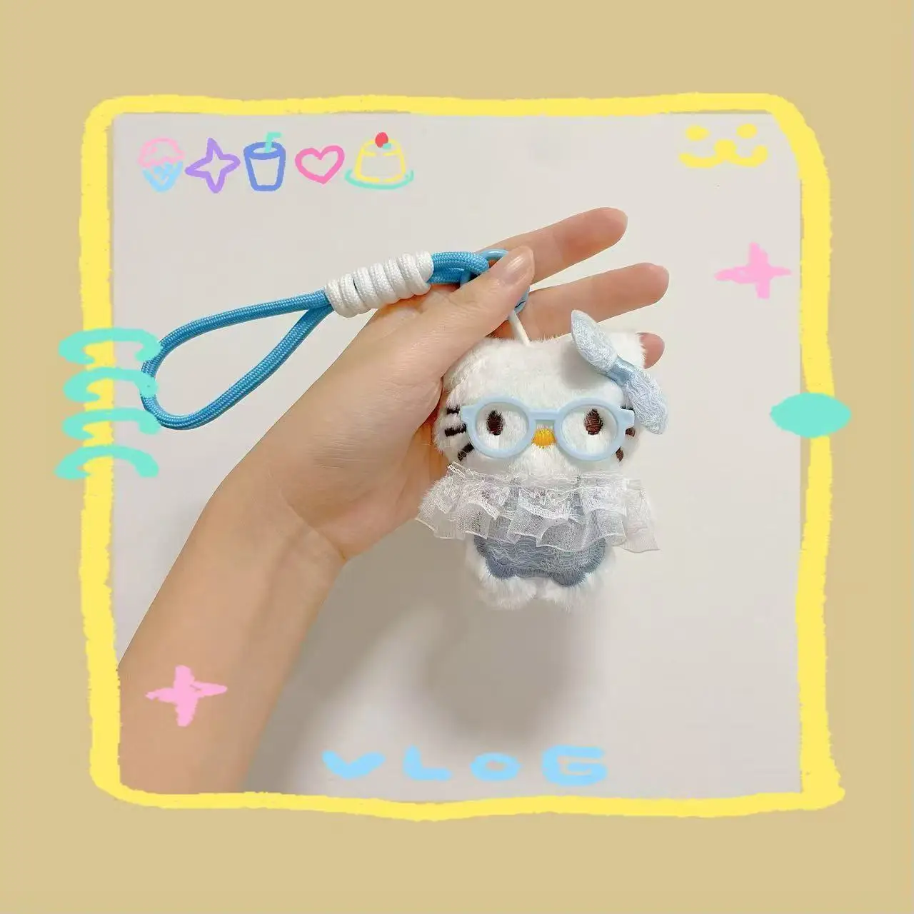 Sanrio Leuke Bril Kant Hello Kitty Cartoon Pluche Sleutelhanger Pakket Ornament Student Beste Vriend Meisje Verjaardag Kerstcadeaus