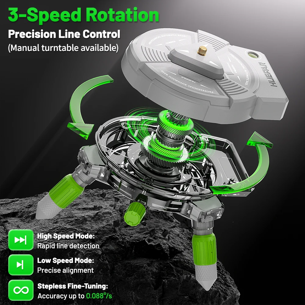 Adaptador de accesorios de nivel Huepar AT5, base giratoria de nivel láser ajustable eléctrico con control remoto y montaje de rosca de 1/4 '',5/8''