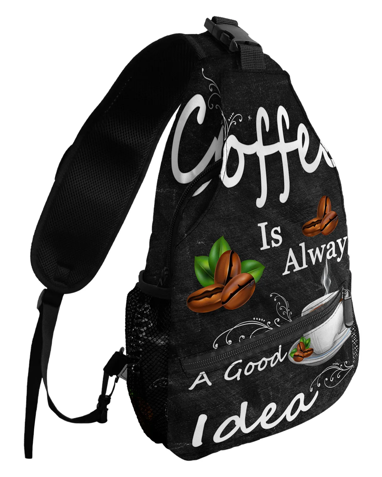 Retro Style Coffee Bean Coffee Chest Bags for Women Men Waterproof Shoulder Bag Outdoor Travel Sport Crossbody Bag