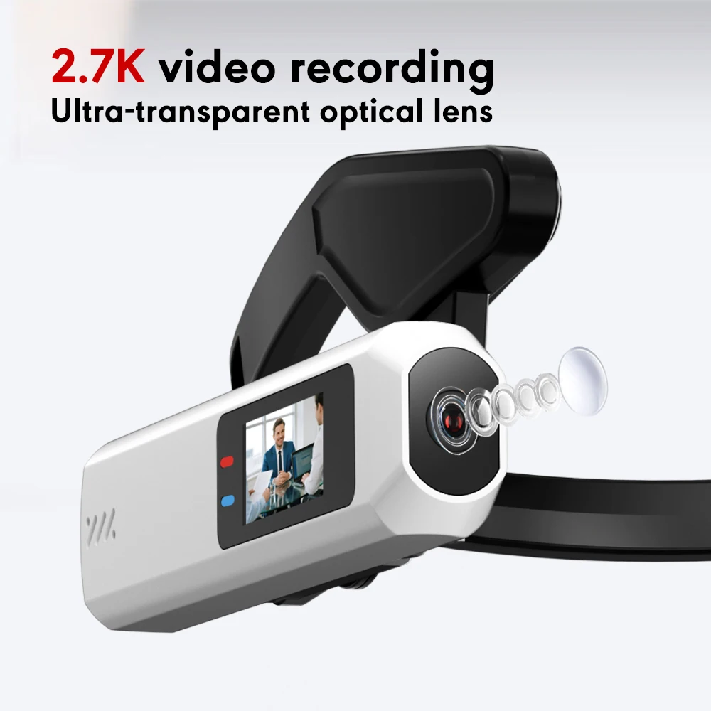 كاميرا Hellodigi 2.7K/60FPS مثبتة على الرأس يمكن ارتداؤها وكاميرا فيديو WiFi 110 ° عدسة واسعة الزاوية مدمجة للتحكم في تطبيق البطارية