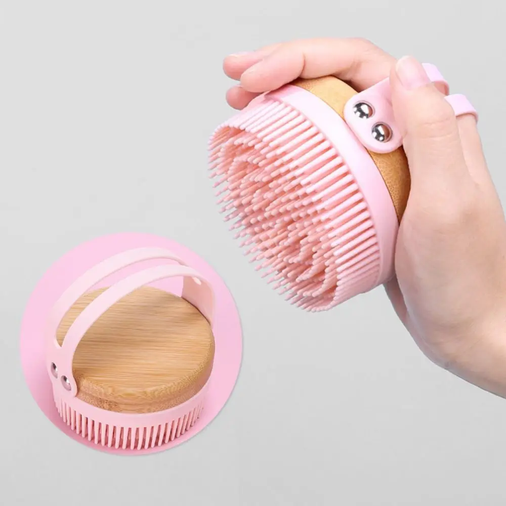 Smooth Skin Wooden Body Scrubber Soft Bristle Remove Dead Skin Exfoliating Bath Brush Non-slip Hand Strap Ergonomic Handle