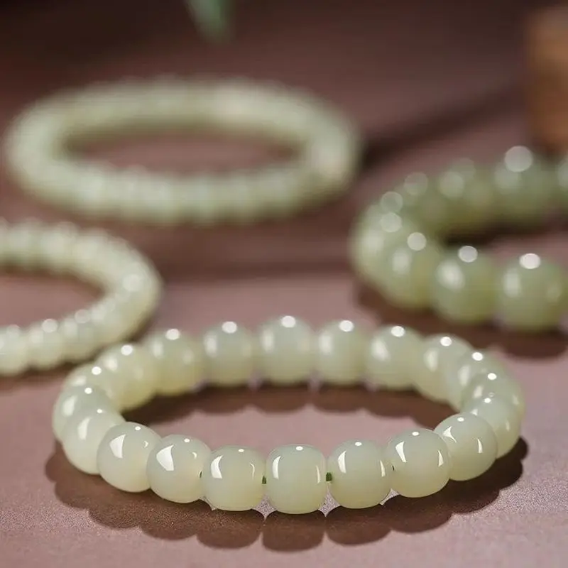 Mine Hetian Old-Style , Jade Bracelet Girls, Plain Bead String, Women'S Beads