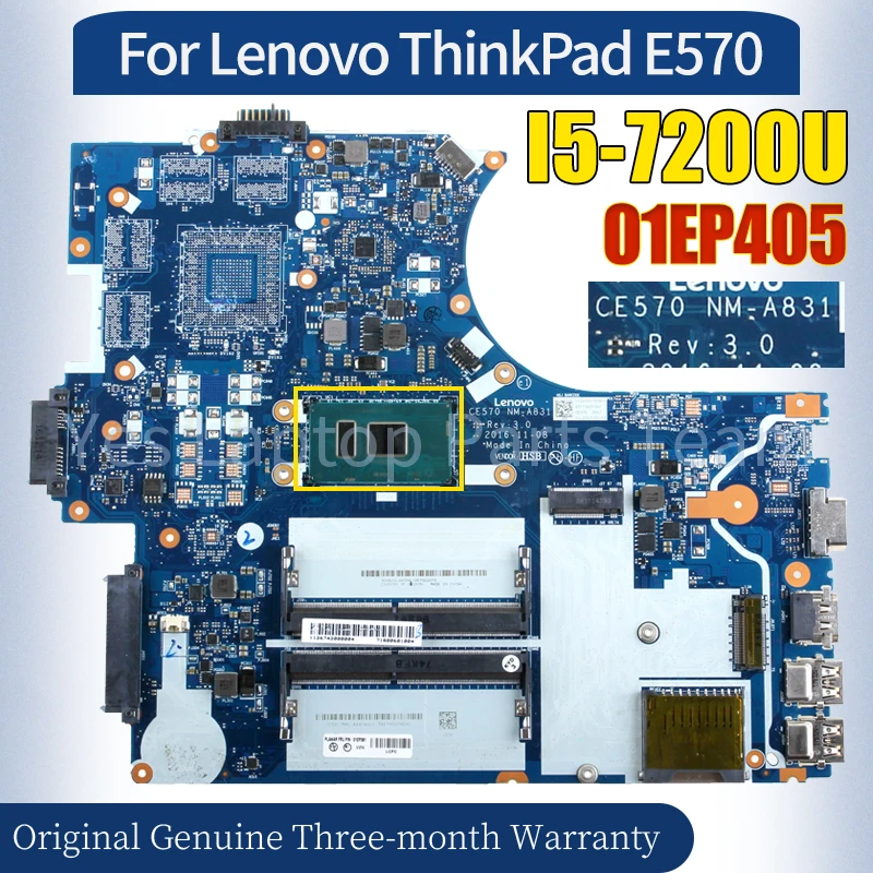 

CE570 NM-A831 For Lenovo ThinkPad E570 Mainboard 01EP405 SR2ZU I5-7200U 100％ Tested Notebook Motherboard