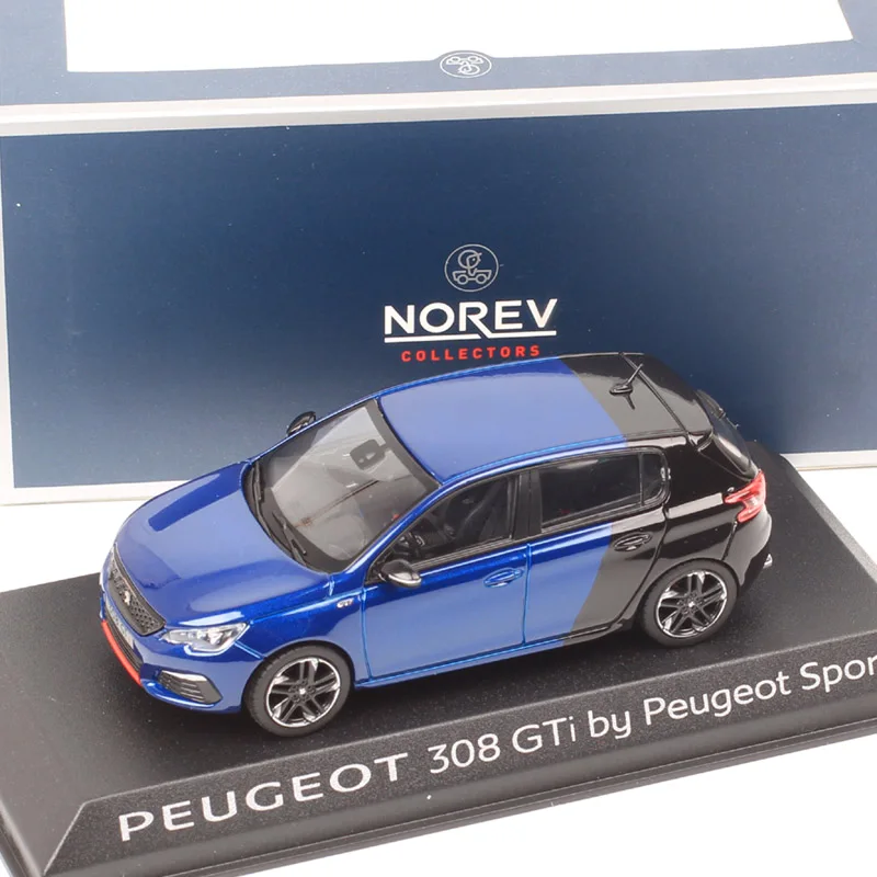 

Масштабная модель спортивного автомобиля Norev 1/43 Peugeot 308 Gti, литые под давлением модели и игрушечные автомобили, коллекционные реплики в акриловых коробках, синие подарочные миниатюры