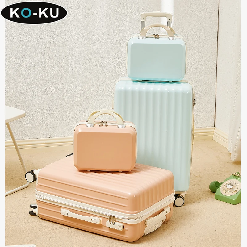 KO-KU Combination Suitcase Fresh 20\'\' Boarding Box 22/24/26 Inch Mute Universal Wheel Trolley Case Student Suitcase Set