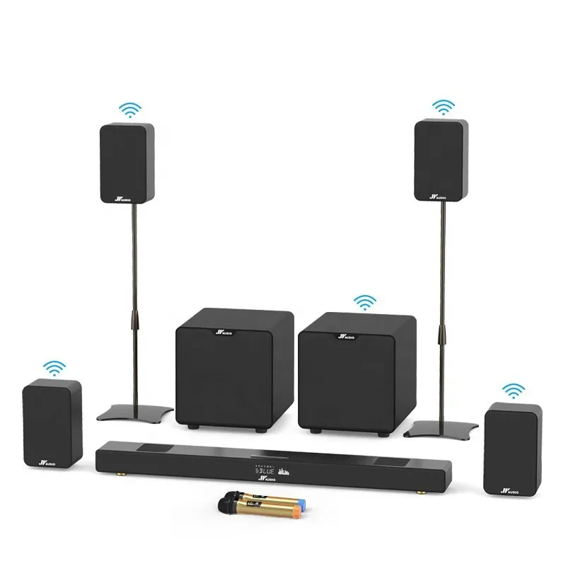 7.2 Home Theater Surround Sound Speaker System Panoramic Sound Home Theater Subwoofer Support AUX, Optical, Coaxial