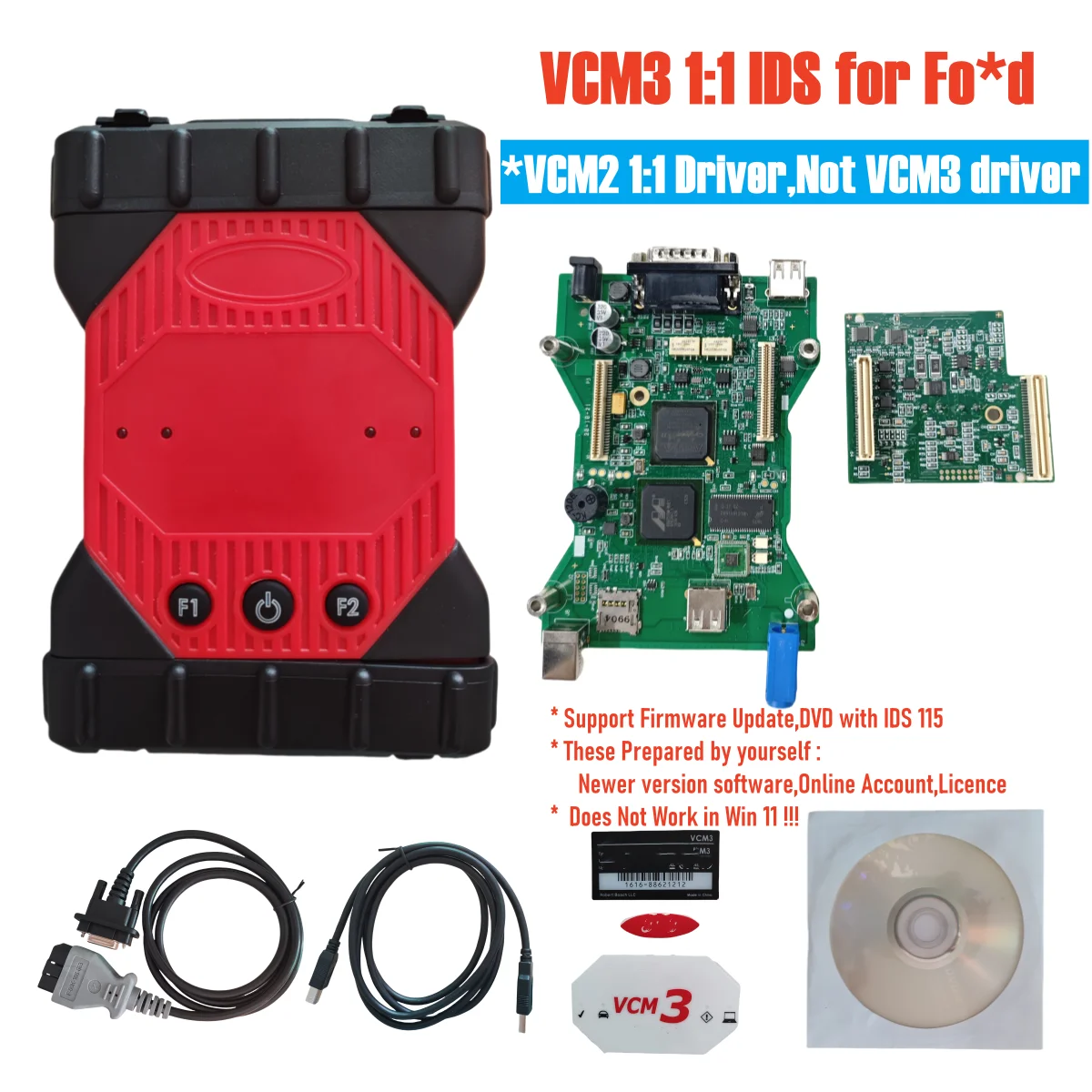 Top Quality VCM3 VCM 2 1:1 V115 for FD OBD2 Diagnostic Interface Double PCB Support Multi-Languages