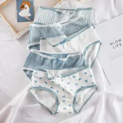 5PCS Teens Girl Cotton  Antibacterial Panties Kid Thin Soft Breathable Print Briefs 8+y Young Child Underwears Baby Cute Knicker