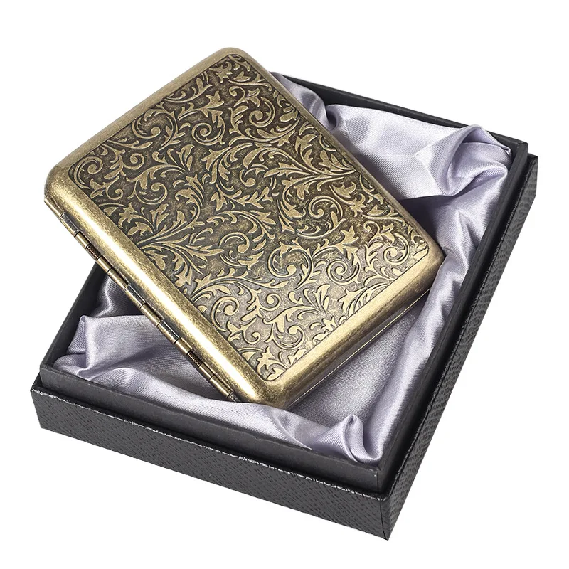 

Vintage Cigarette Case Copper Cigarrette Cases Hold Men's Gift 20pcs Cigarette Box Business Men Cigar Case for Smoker