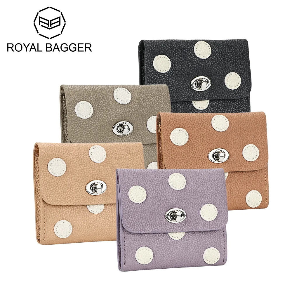 

Royal Bagger Lychee Pattern Women's Coin Purse, Genuine Cow Leather Card Holder Wallet, Perfect Change Pouch for Daily Use 1597