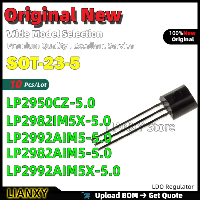 10pcs SOT-23-5 LP2950CZ-5.0 LP2982IM5X-5.0 LP2992AIM5-5.0 LP2982AIM5-5.0 LP2992AIM5X-5.0 LDO Regulator New Original