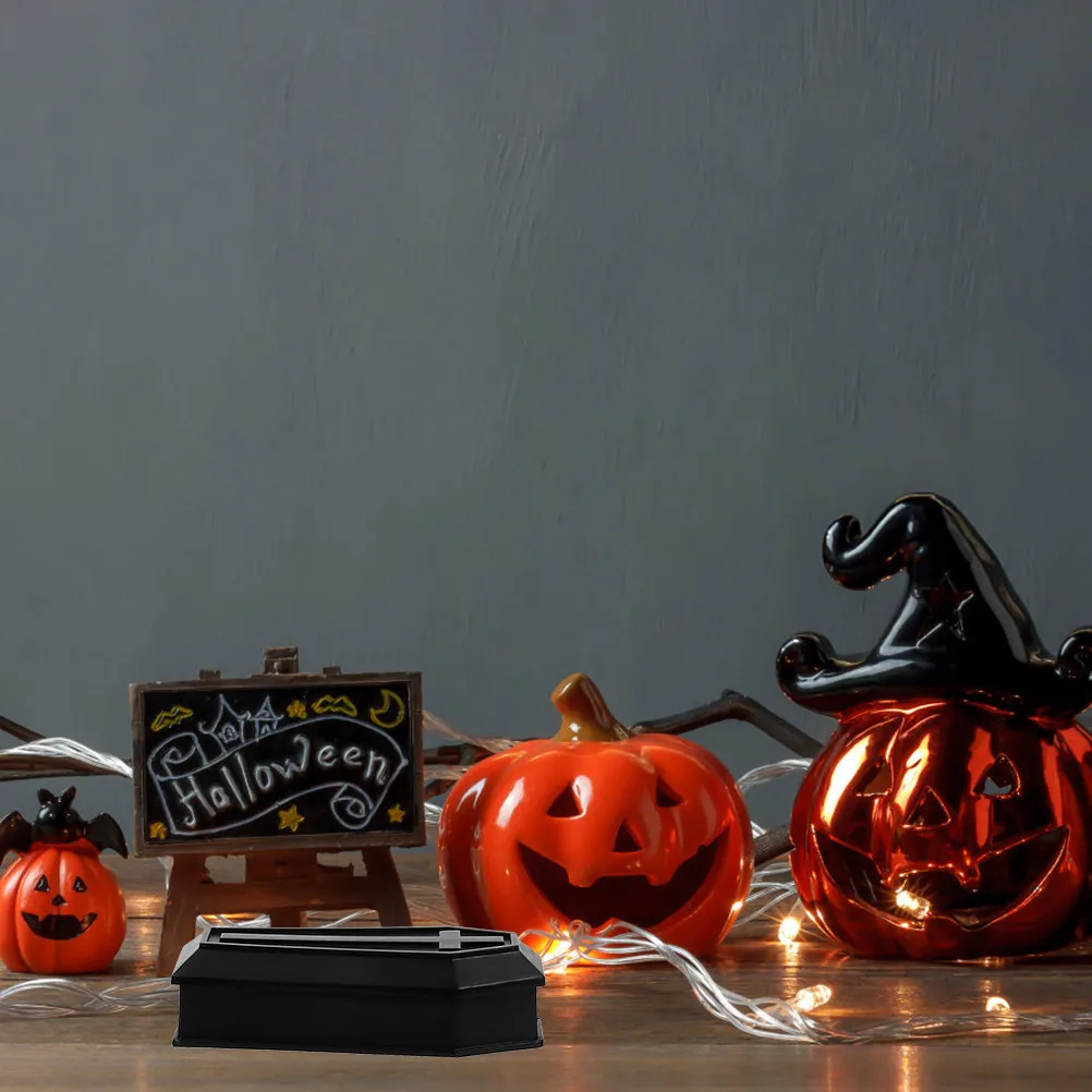 

2Pcs Black Coffin Box with Lid Halloween Treat Candy Box Party Prank Prop Creative Festival Decor Haunted House Ornament