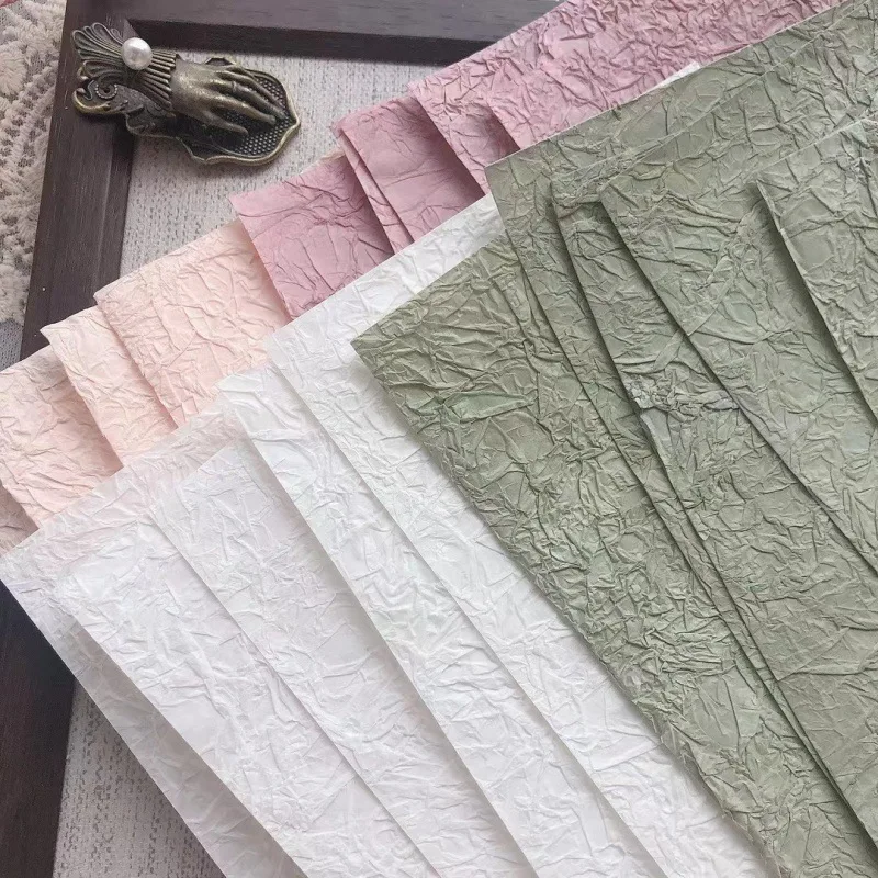 Stone Grain Pleated Paper Trial Subpackage of Special Paper, Manual Account Seal, Collage and Priming A4, 4Pcs