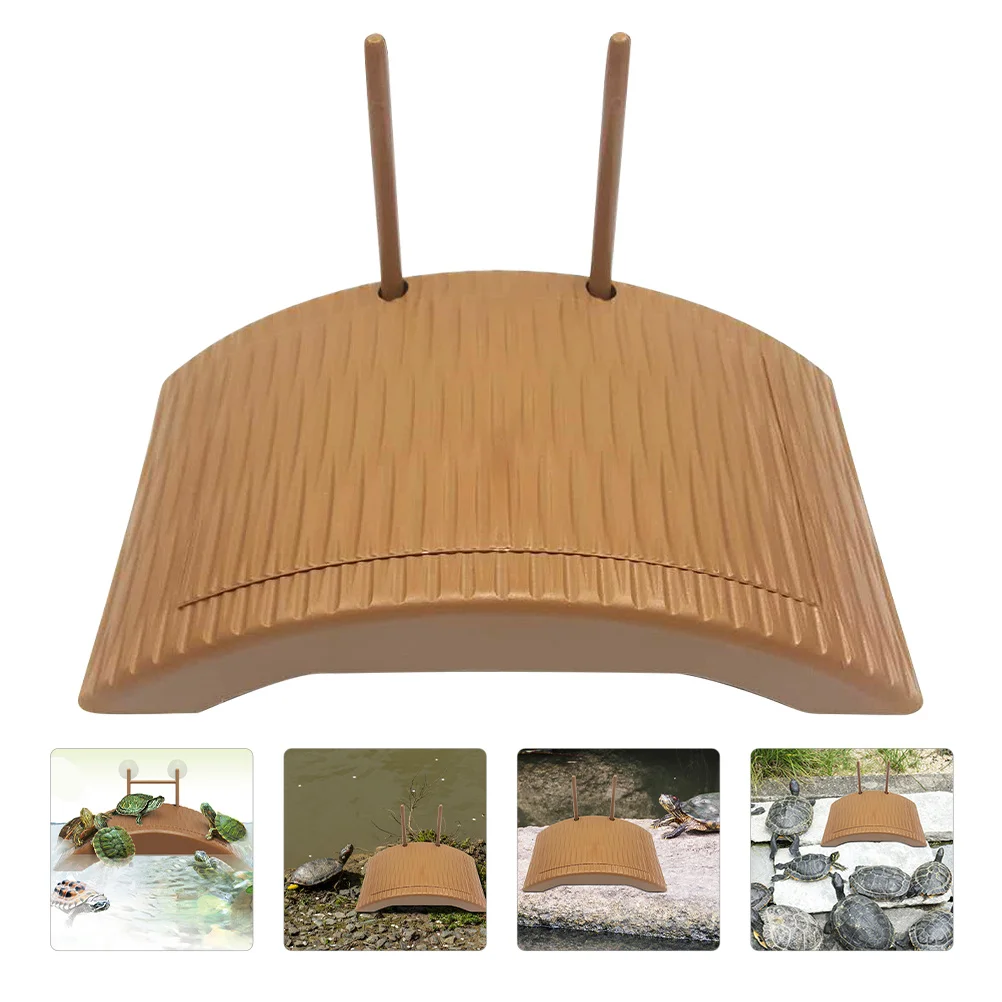 

Tortoise Basking Platform Safe No Smell Good Stability Wide Flat Surface Terraced Slope Convenient Climbing Decorative Brown