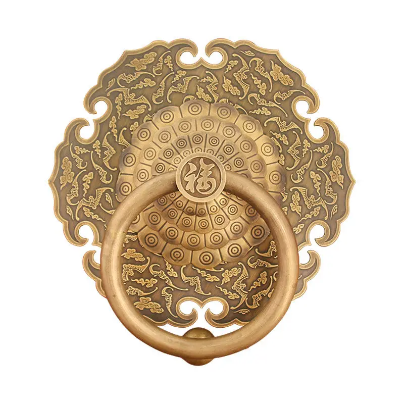 Antique all-copper thickened door Ruyi door ring Chinese villa wooden door solid pull ring