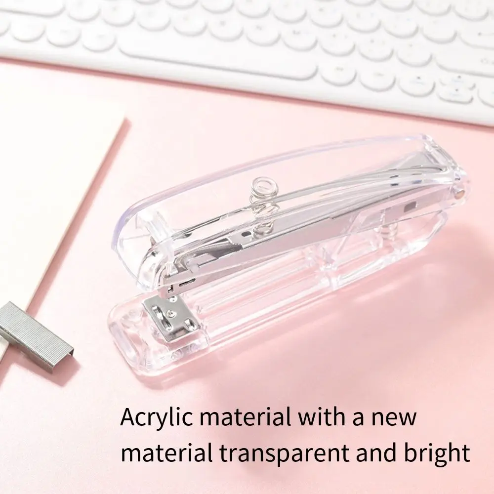Manual Transparent Stapler Rose Gold Bookbinding Tool Paper Stapler Portable Creative Book Binding Machines