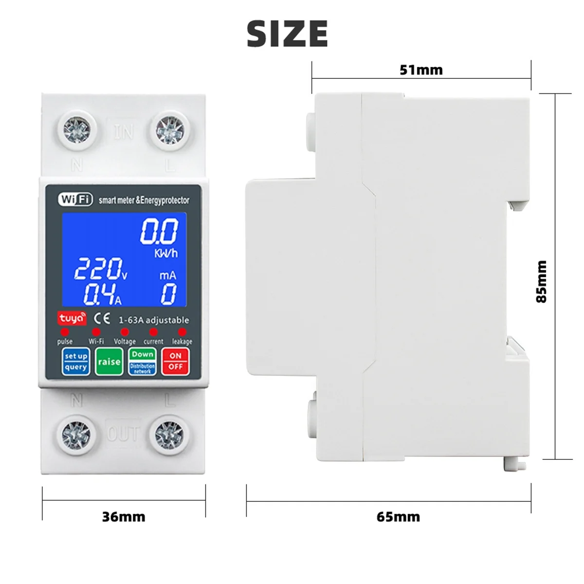 ABLQ NEW WTDZW-63A Smart PV Circuit Breaker Tuya 220v Voltage Current Leakage Protection Mcb Automatic Switch 63A Wifi