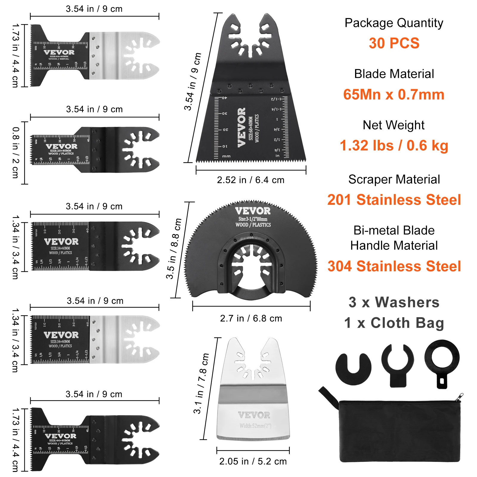 SucceBuy 30PCS Multi Tool Blades Kits Universele Release Oscillerende Multifunctionele Vernieuwer Zaagbladen voor Dewalt Craftsman