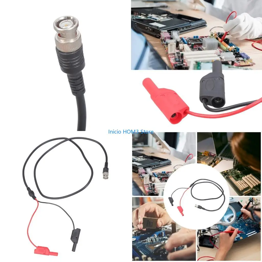 A5YD 120CM BNC Male to Double 4mm Banana Plugs Test Leads Cable for Signal Generators and Oscilloscopes Lab Equipment Testing