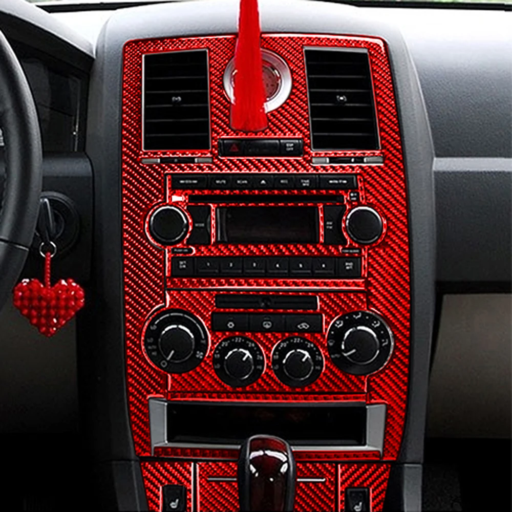 For Chrysler 300 300C 2005-2007 Red Carbon Fiber Gear Shift Air Outlet Steering Wheel Panel Car Interior Accessories Sticker image 4