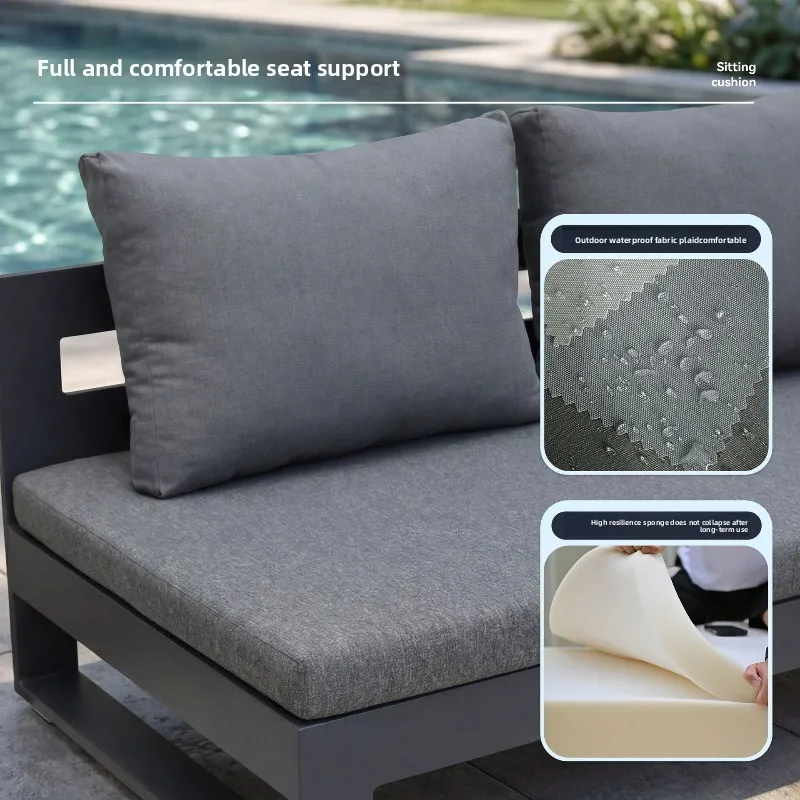 Outdoor courtyard waterproof and sunscreen aluminum alloy sofa combination, terrace villa outdoor leisure card seat sofa
