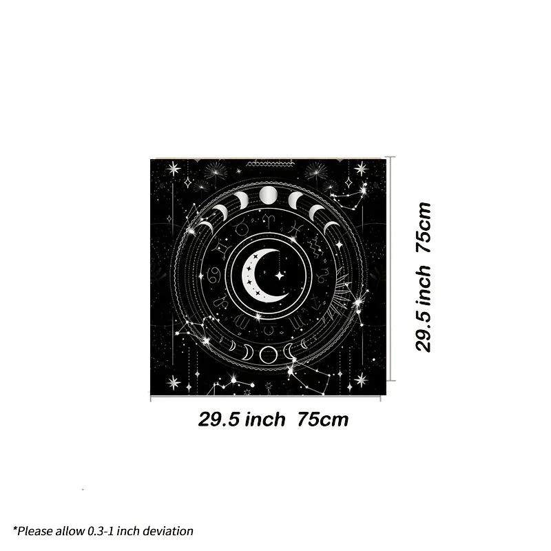 1pc Celestial Altar Cloth with Matching Sun‑Moon Tarot Bags, Magic Wiccan Cloth for Readings, Moon‑phase Ceremonies