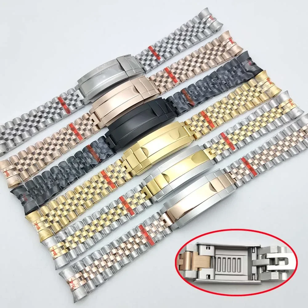 Watch accessories Solid steel strap, fine-tuning strap, pull buckle 20M stainless steel folding buckle bracelet, stainless