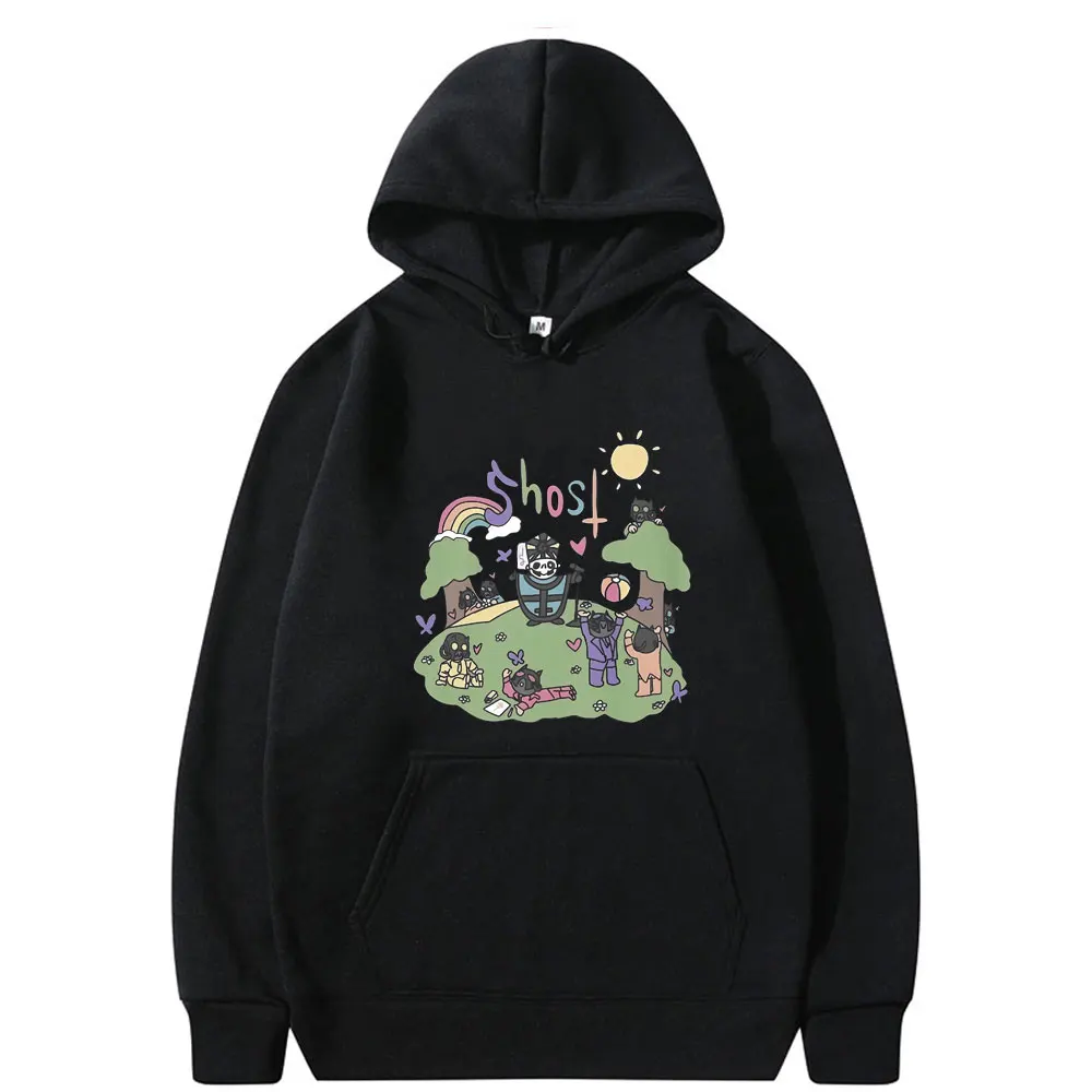 Cartoon Style Rock Ghost Band Graphic Hoodie Men Women Gothic Vintage Metal Rock Pullover Men Fashion Oversized Fleece Hoodies