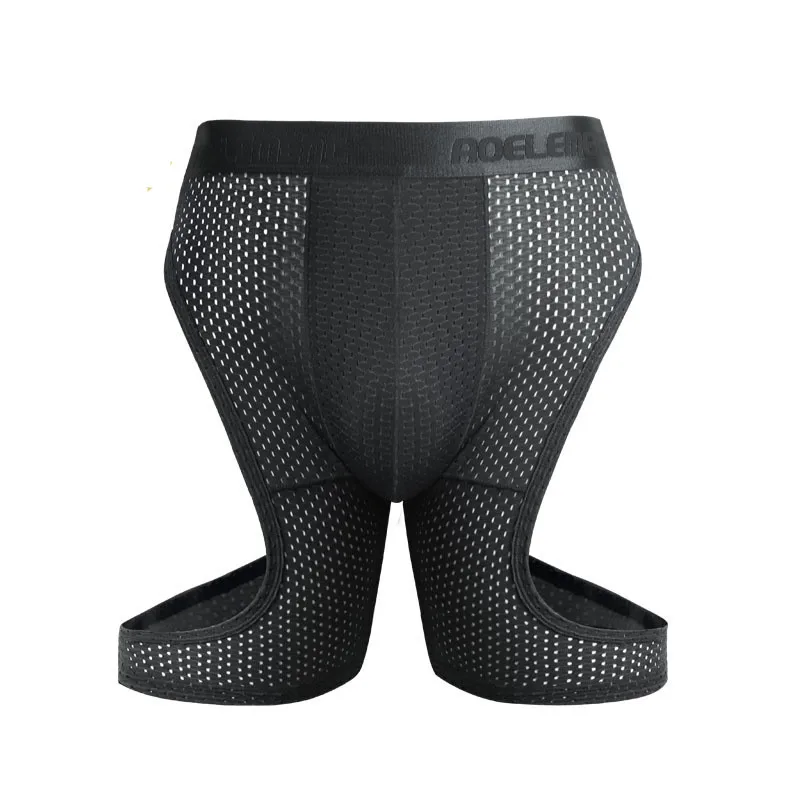 

Men's Boxer Shorts Underwear Cueca Breathable Mesh Ice Silk Underpants Solid Hollow Side U Convex Pouch Panties Plus Size L-6XL
