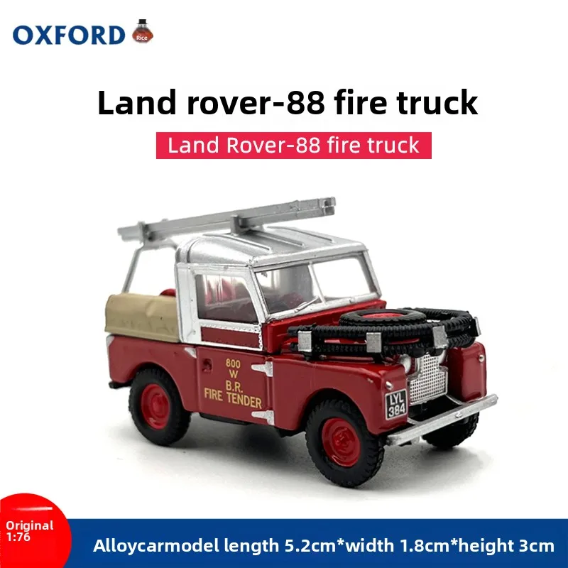 Diecast oxford escala 1:76 land rover 88 motor de bombeiros liga modelo de carro brinquedo colecionável presente lembrança exibição ornamento