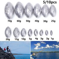 5/10Pcs Round Shot Split Additional Weights Olive Shaped Fishing Lead Fall Sinker Hook Connector Line Sinkers  Fishing Tackle