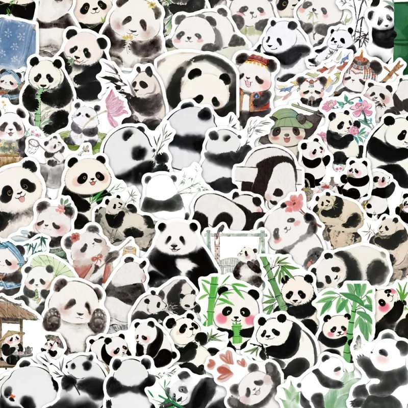 70pcsInk-style panda sticker Cute Chinese Panda AnimalinsStylish and attractive sticker material decoration