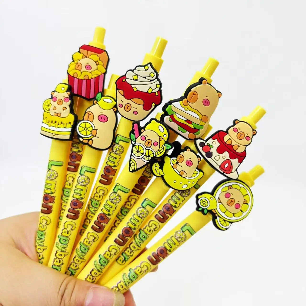 12pcs/20pcs Canetas esferográficas com tema de capivara, tinta preta, secagem rápida, canetas de escrita para estudantes